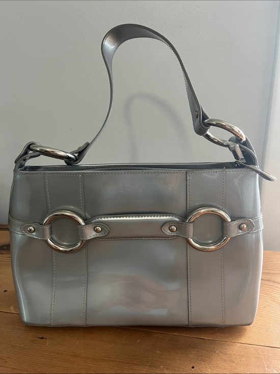 Beijo Handbags - VINTAGE Y2K Beijo Metallic Chrome Silver Patent Shoulder Bag